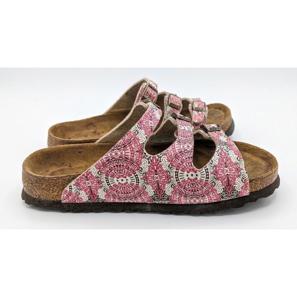 Papillio Sandals by Birkenstock, Pink Print, 3 Adjustable Straps, Size 38 / 7 - Picture 8 of 12